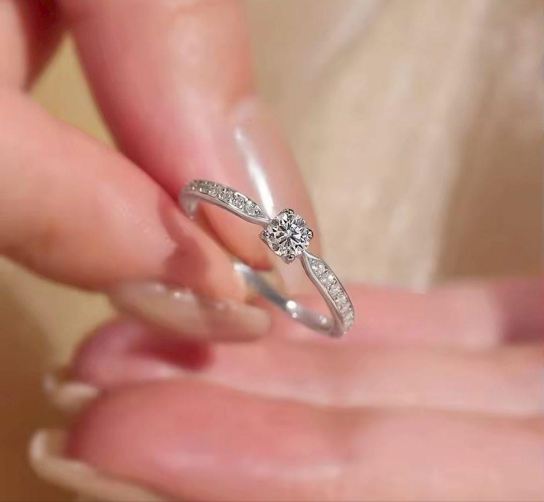 【大反響】0.3ct DカラーVVS1 モアサナイト×S925リング GRA鑑定