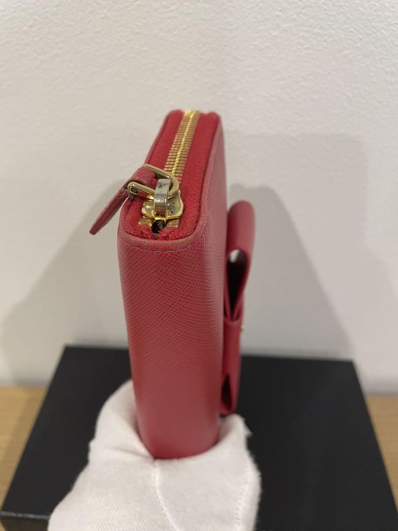 PRADA リボンピンクレザー長財布