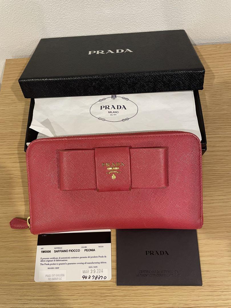 PRADA リボンピンクレザー長財布