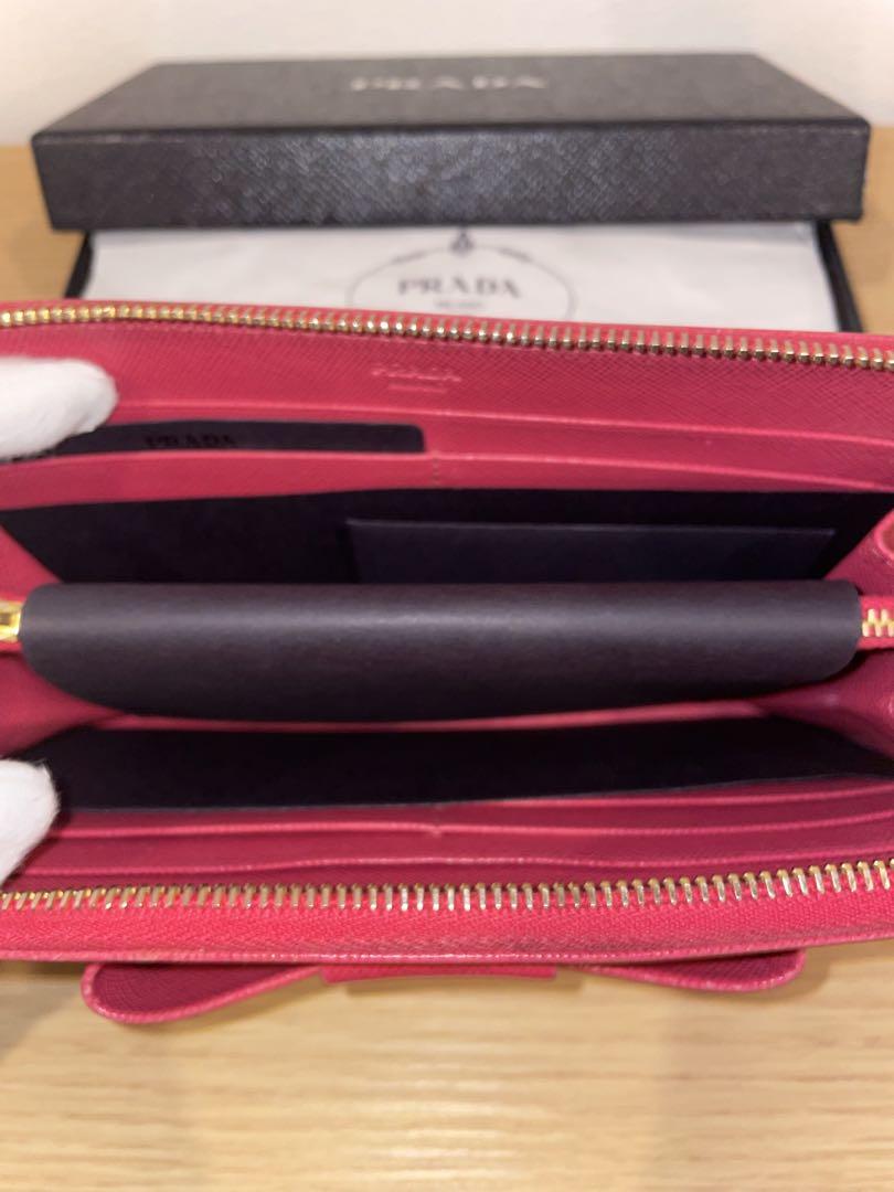 PRADA リボンピンクレザー長財布