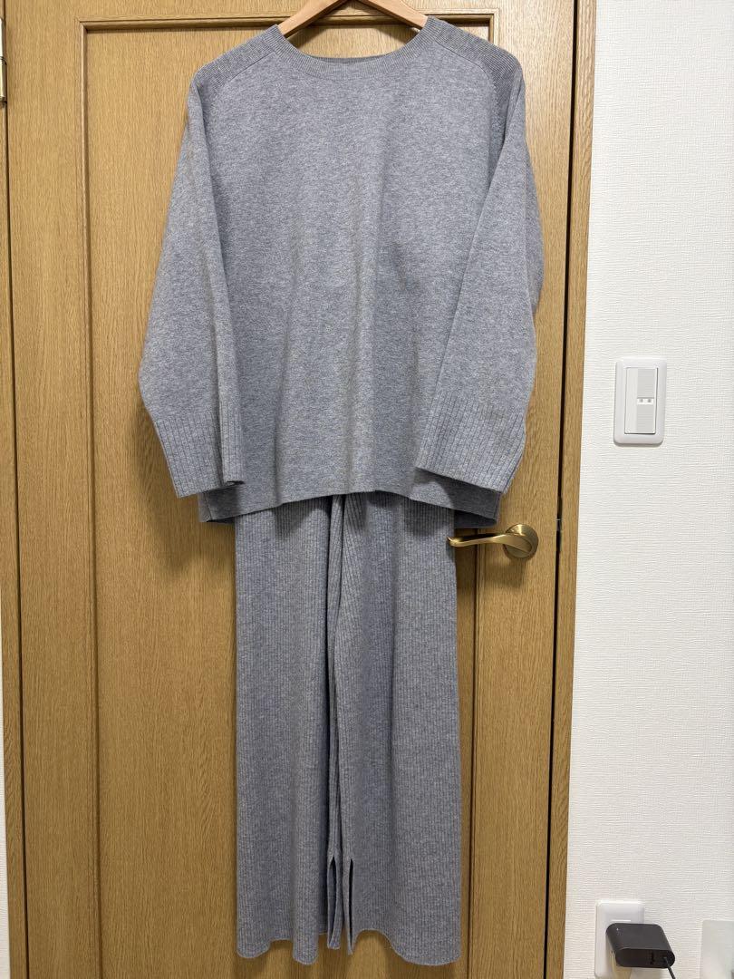 ミラオーウェン　グレー ニット セットアップ ワイドパンツ　size 1