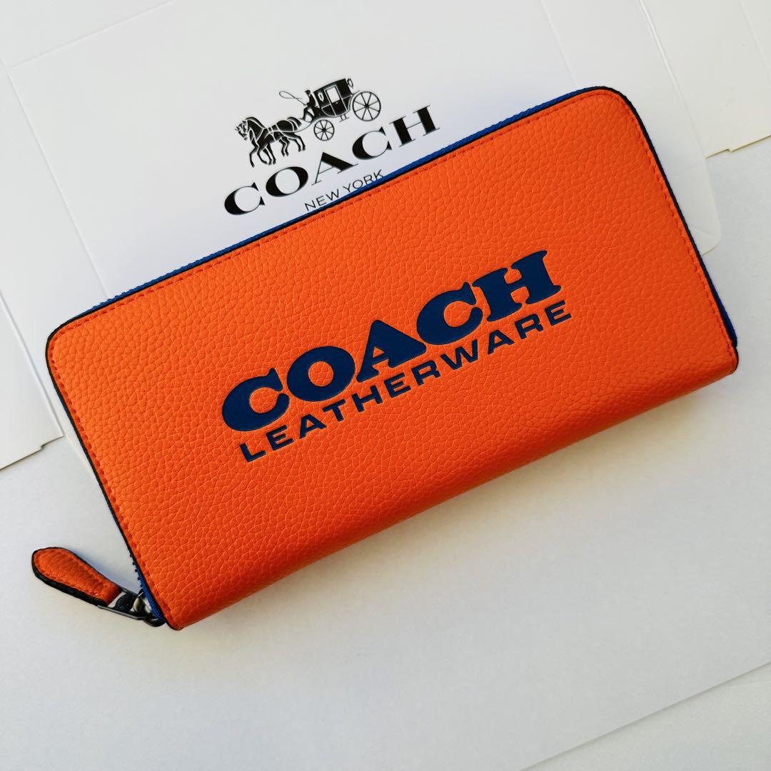 COACH レザー 長財布 オレンジ