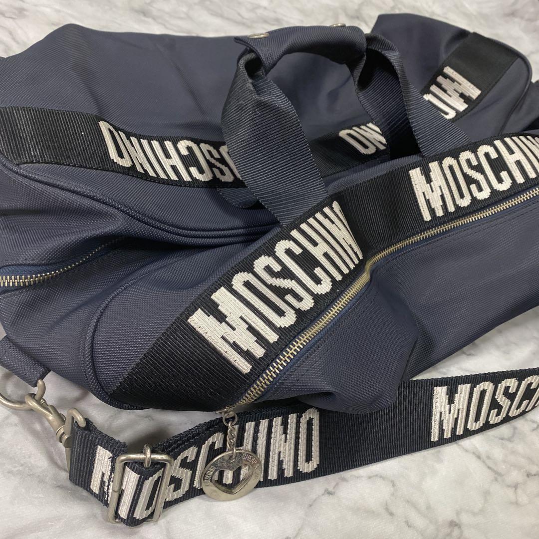 《MOSCHINO》ドラムバッグ ボストンバッグ ネイビー 日本製 スポーツ