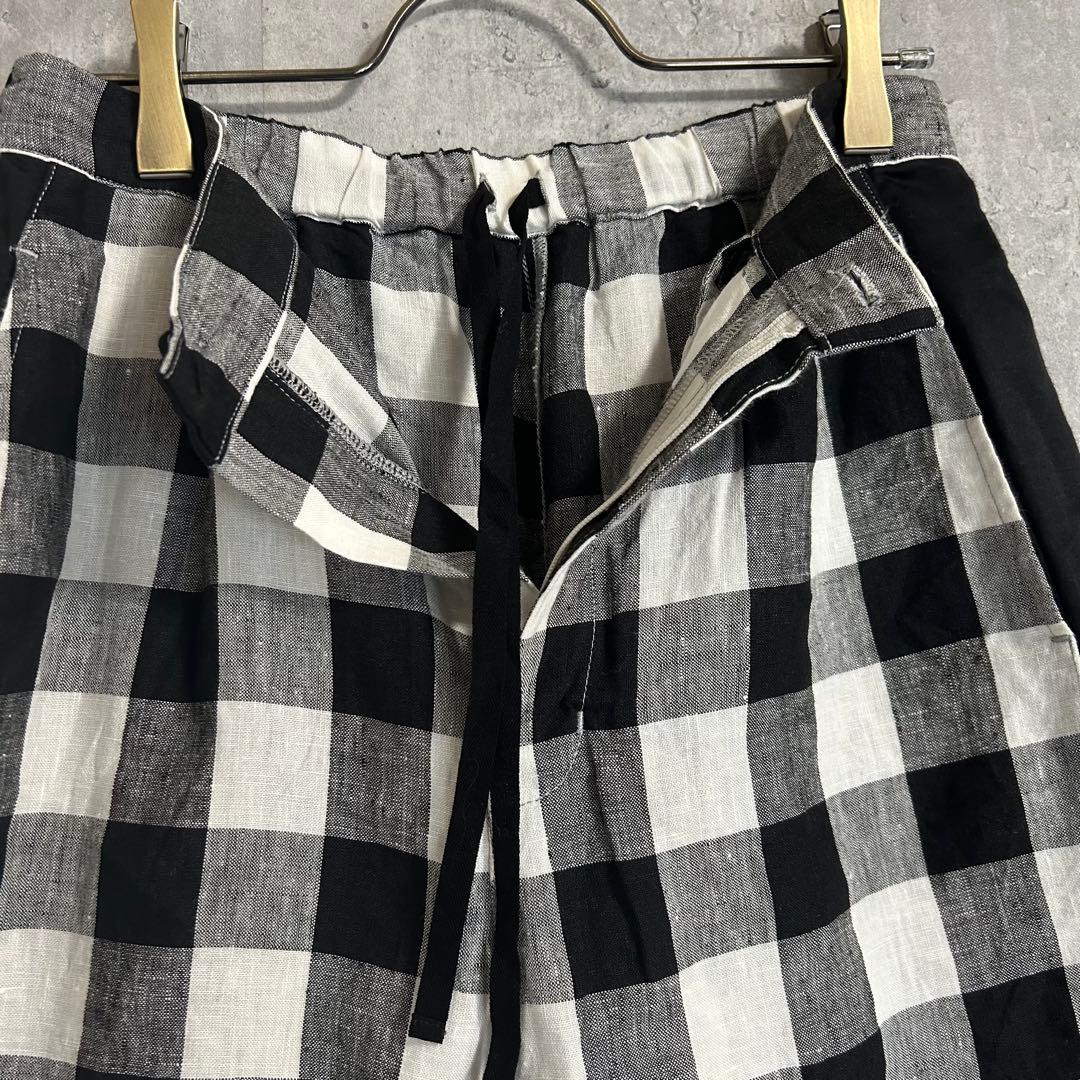 LOISIRロワズィール ブロックチェックワイドパンツ 麻 リネン LOISIRロワズィール ブロックチェックワイドパンツ 麻 リネン