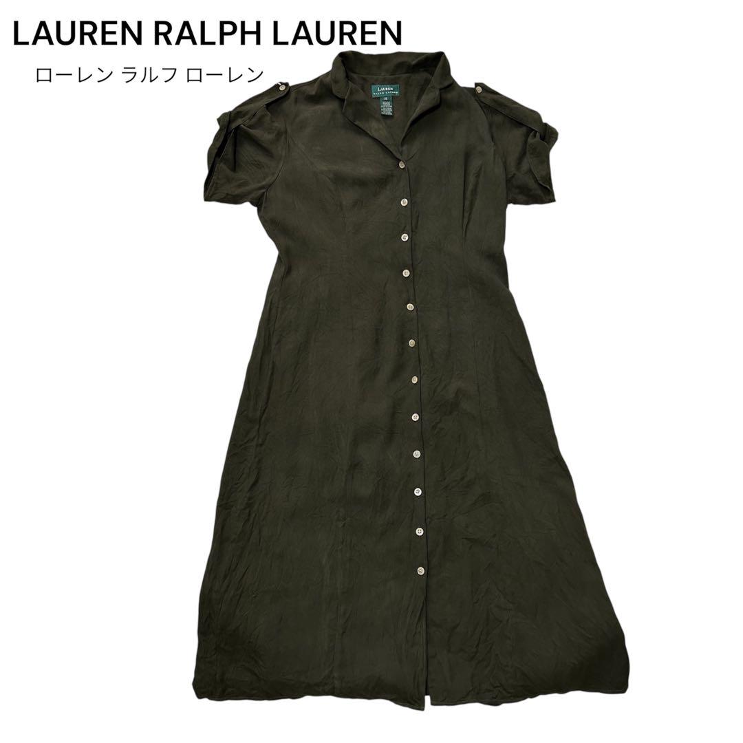 Ralph Lauren シルク ワンピース　L LAUREN RALPH LAUREN ラルフローレン シルクシャツワンピース