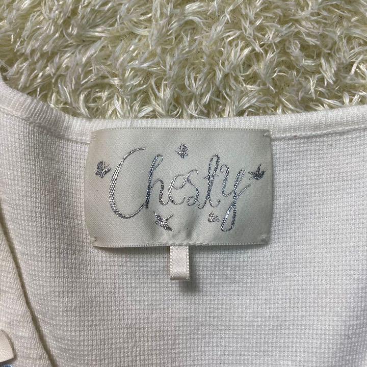 美品 ひざ丈 ワンピース ホワイト 0 S N5Guh-m93340793631 チェスティ 花柄 刺繍 スタッズ 得価豊富な