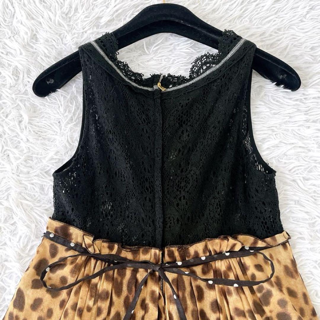 美品☆DOLCE&GABBANA☆レース×レオパード切り替えワンピースドレス38