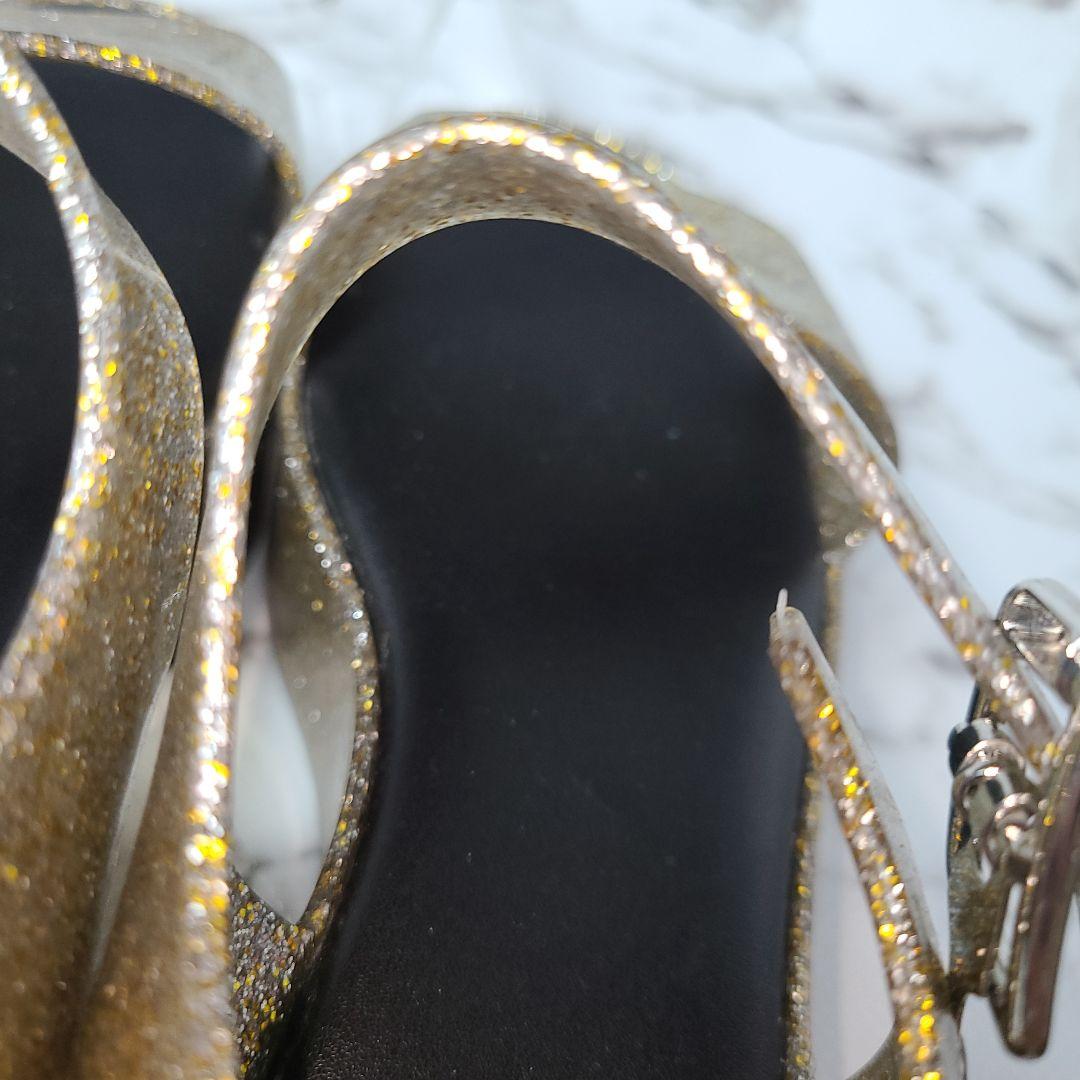 melissa サンダル 厚底 ラメ ゴールド ストラップ バックル