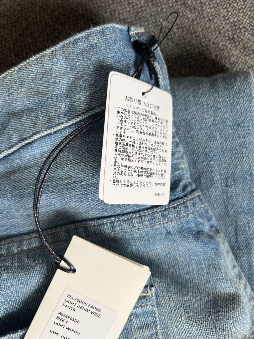 SELVEDGE FADED LIGHT DENIM WIDE PANTサイズ4