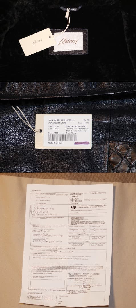 285万 ブリオーニ 超絶VIP クロコダイル×アストラカン毛皮×鹿革 コート