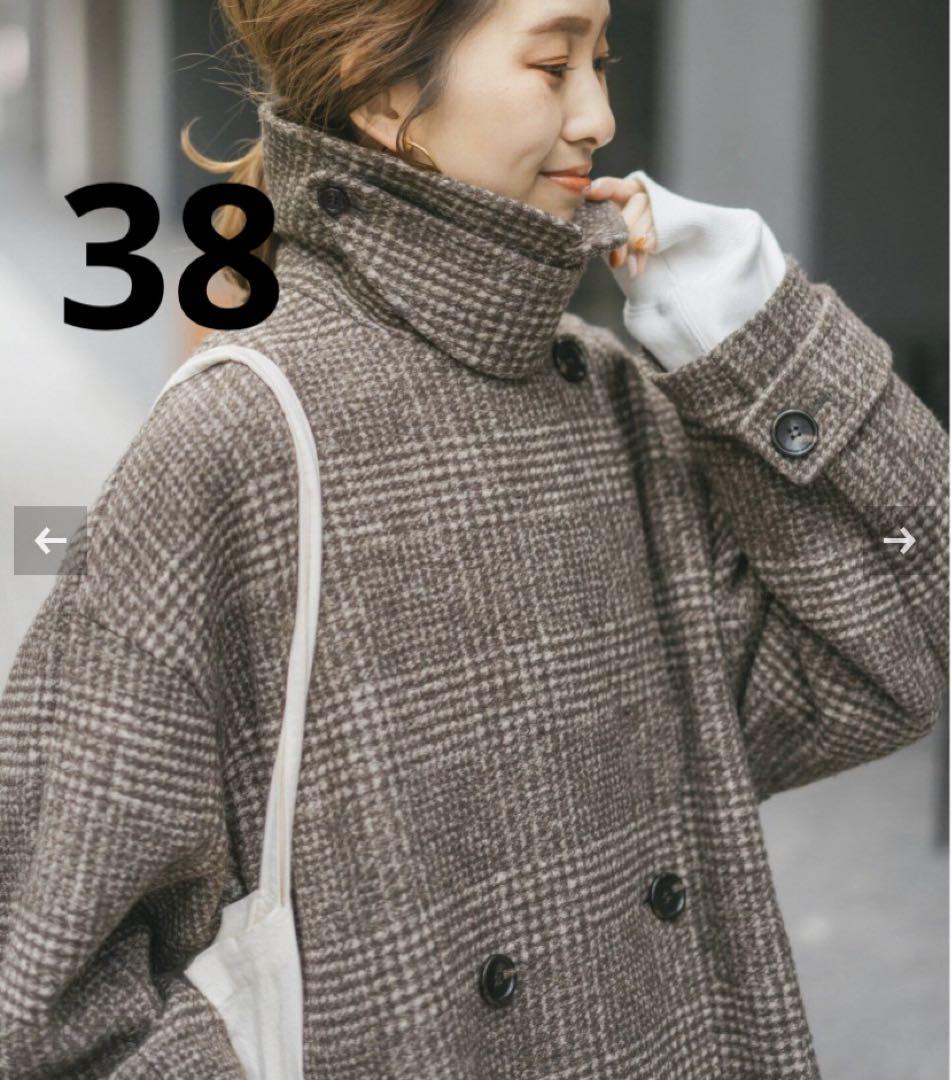 新品タグ付き　Spick and Span  Wスライバーチェックハーフコート