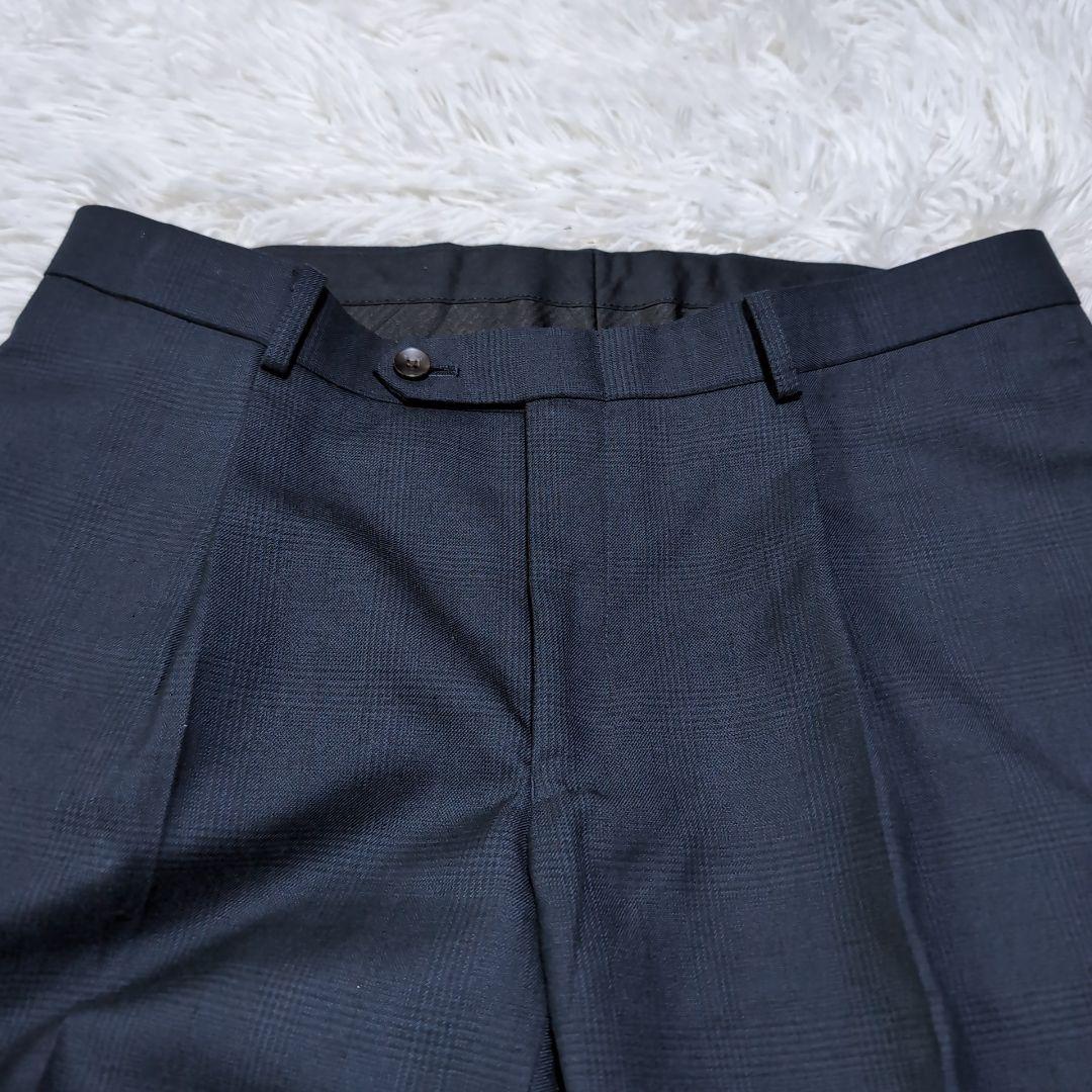 極美品✨️スーツセレクト　3ピース　グレンチェック　ネイビー　綺麗　メンズ　M