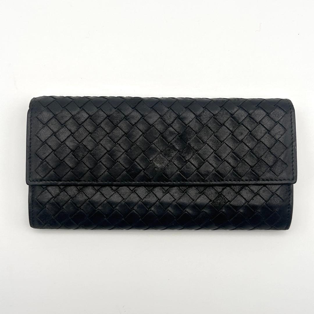 【良品】ボッテガヴェネタ 長財布 イントレチャート ブラック ヴィンテージ 【良品】ボッテガヴェネタ 長財布 イントレチャート ブラック ヴィンテージ