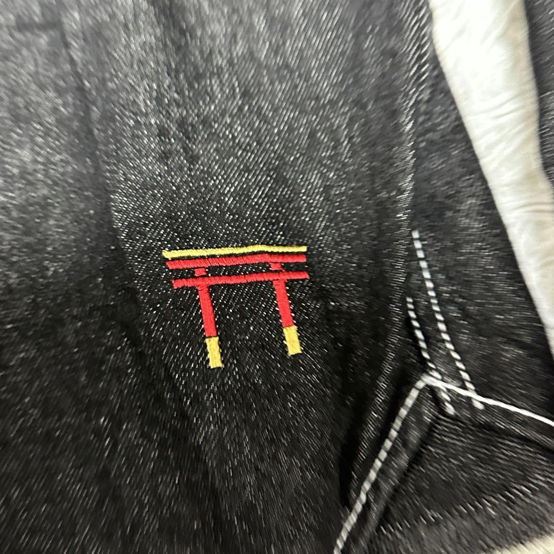 国内初の直営店 今昔KON-JAKU XL ステッチ ジャケット デニム ブラック 刺繍 狐 ジャケット・アウター