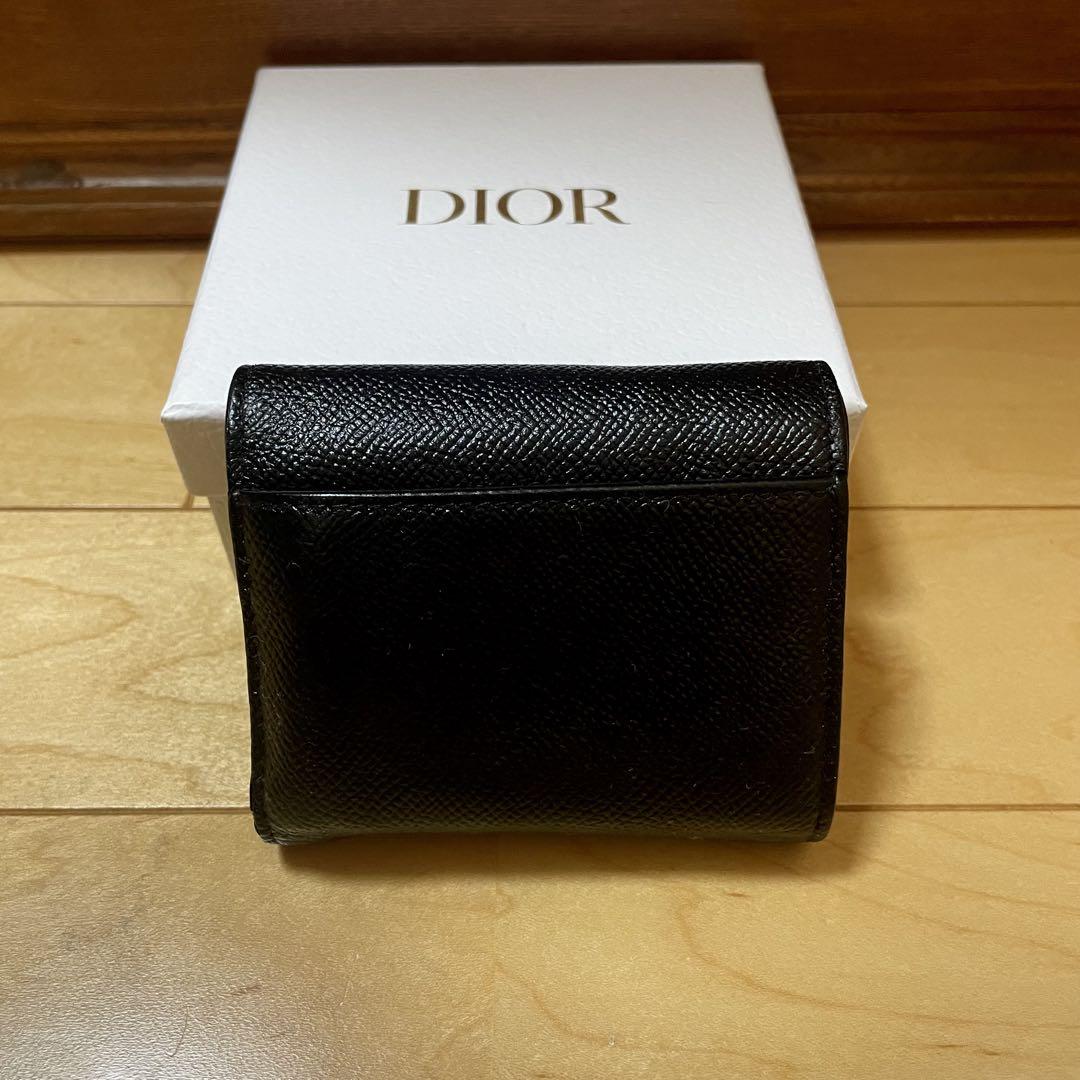 DIOR 三つ折り財布 Christian Dior ブラック 三つ折り財布（Dior ブラックレザー 三