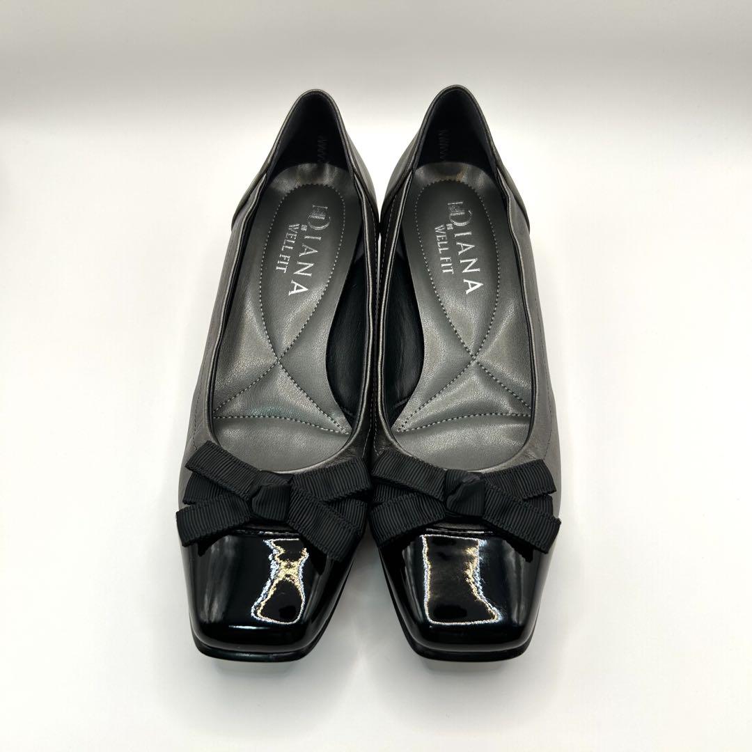 極美品✨ DIANA 【23㎝】 モールドウェッジリボンカッター グレー 黒