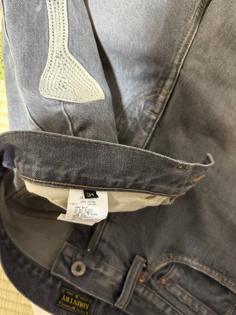 KAPITAL]14ozブラックデニム5PショートパンツBONE刺繍サイズ34