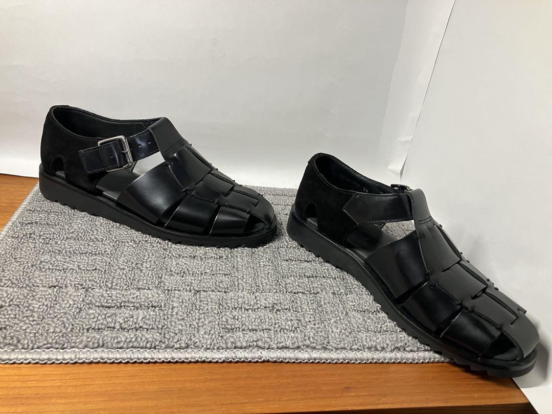 箱付き Paraboot パシフィック ブラック レザー サンダル EU39