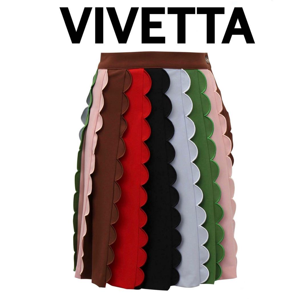 VIVETTA ヴィヴェッタ Red velvet パネル プリーツ スカート