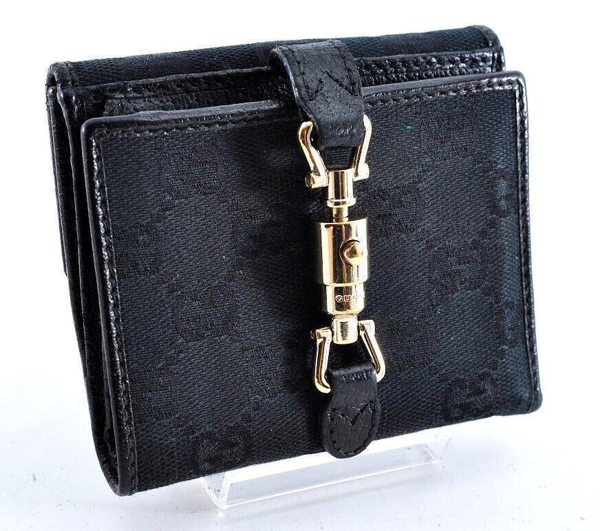 GUCCI グッチ ジャッキー GGキャンバス 二つ折り財布 レザー ブラック