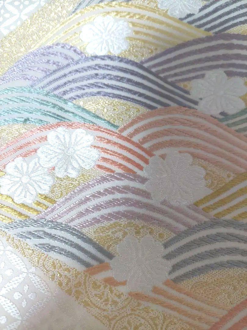 【おしゃれ】 ❤️新品 西陣織 正絹袋帯 青海波模様 金糸刺繍 着物・浴衣