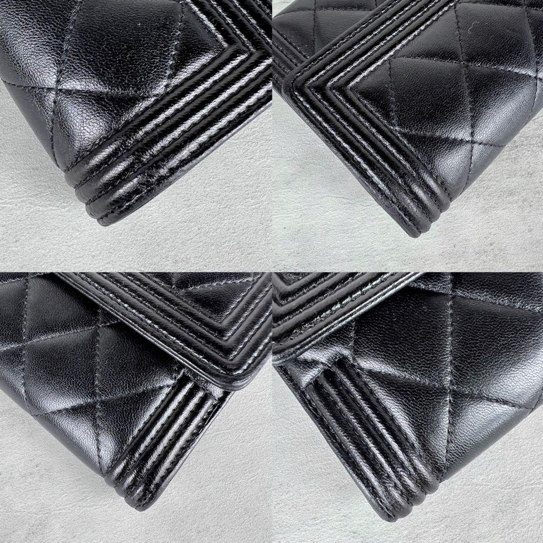 CHANEL ボーイシャネル マトラッセ ラムスキン 長財布 コインケース