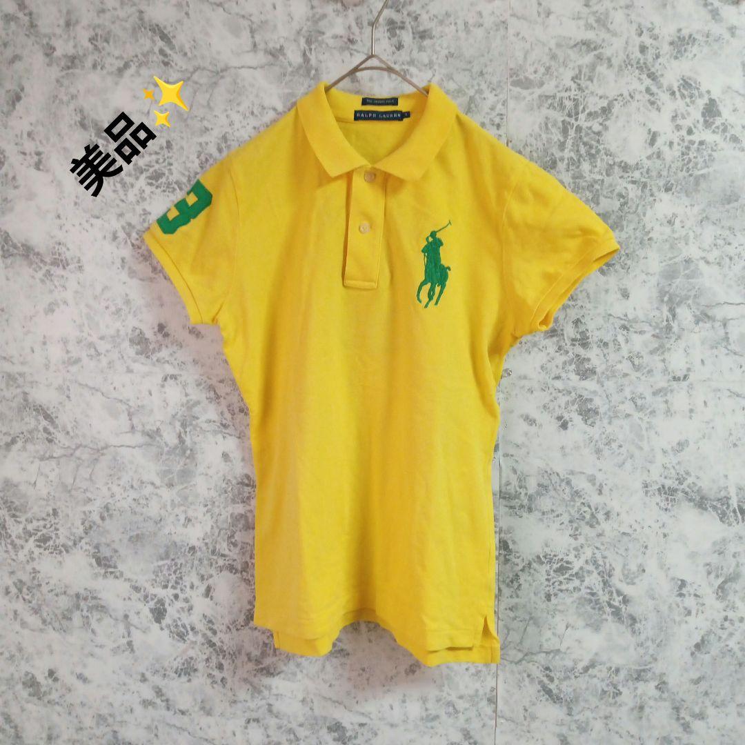 美品　ラルフローレン　ポロシャツ【L】イエロー　黄色　ロゴ　ビタミンカラー