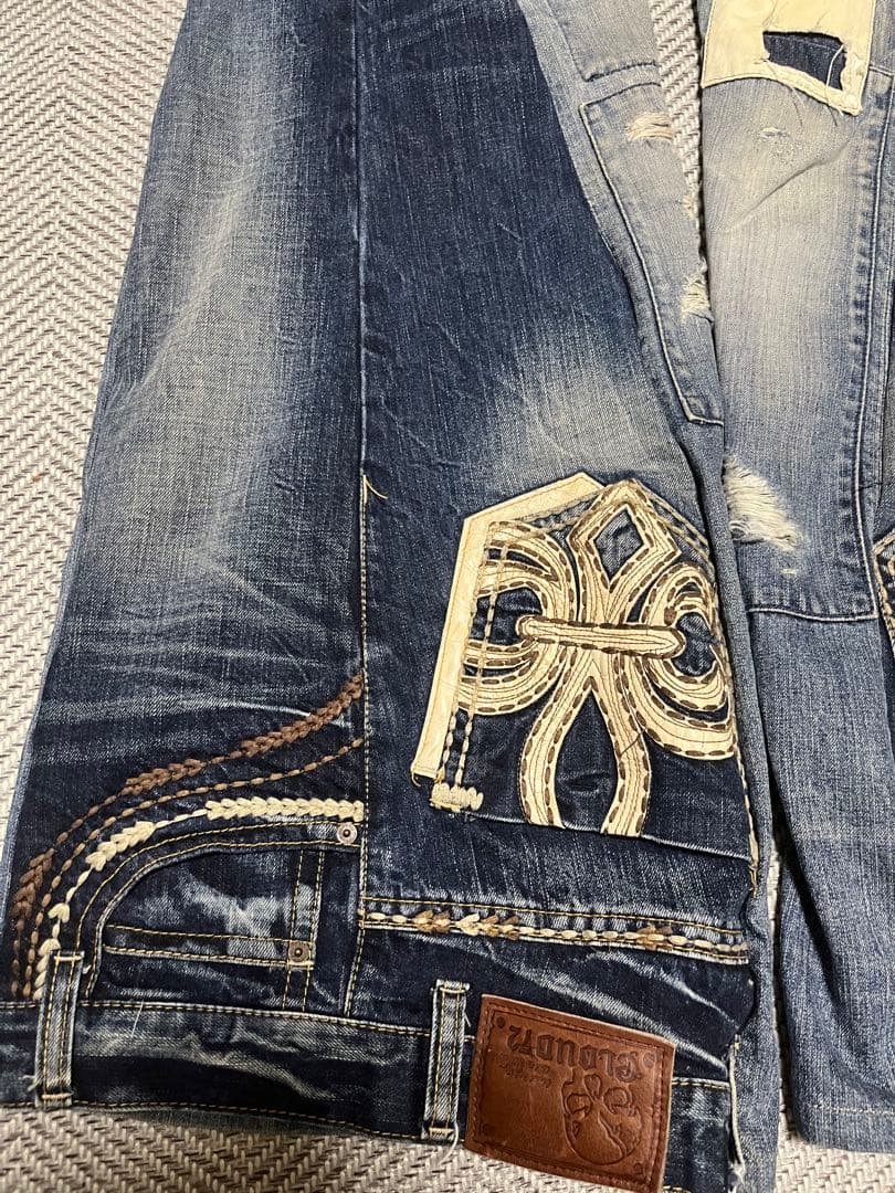 最新コレックション リメイク加工パッチワークフレアデニム 90s