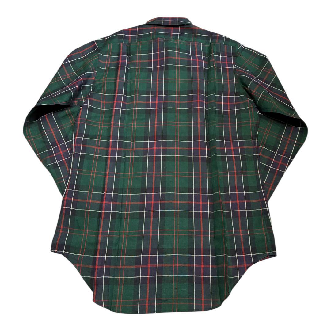 90s Ralph Lauren 長袖シャツ リネン グリーン チェック M表記