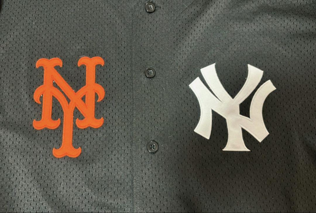 【FANATICS】別注ベースボールシャツMLBヤンキース メッツ・ブラック