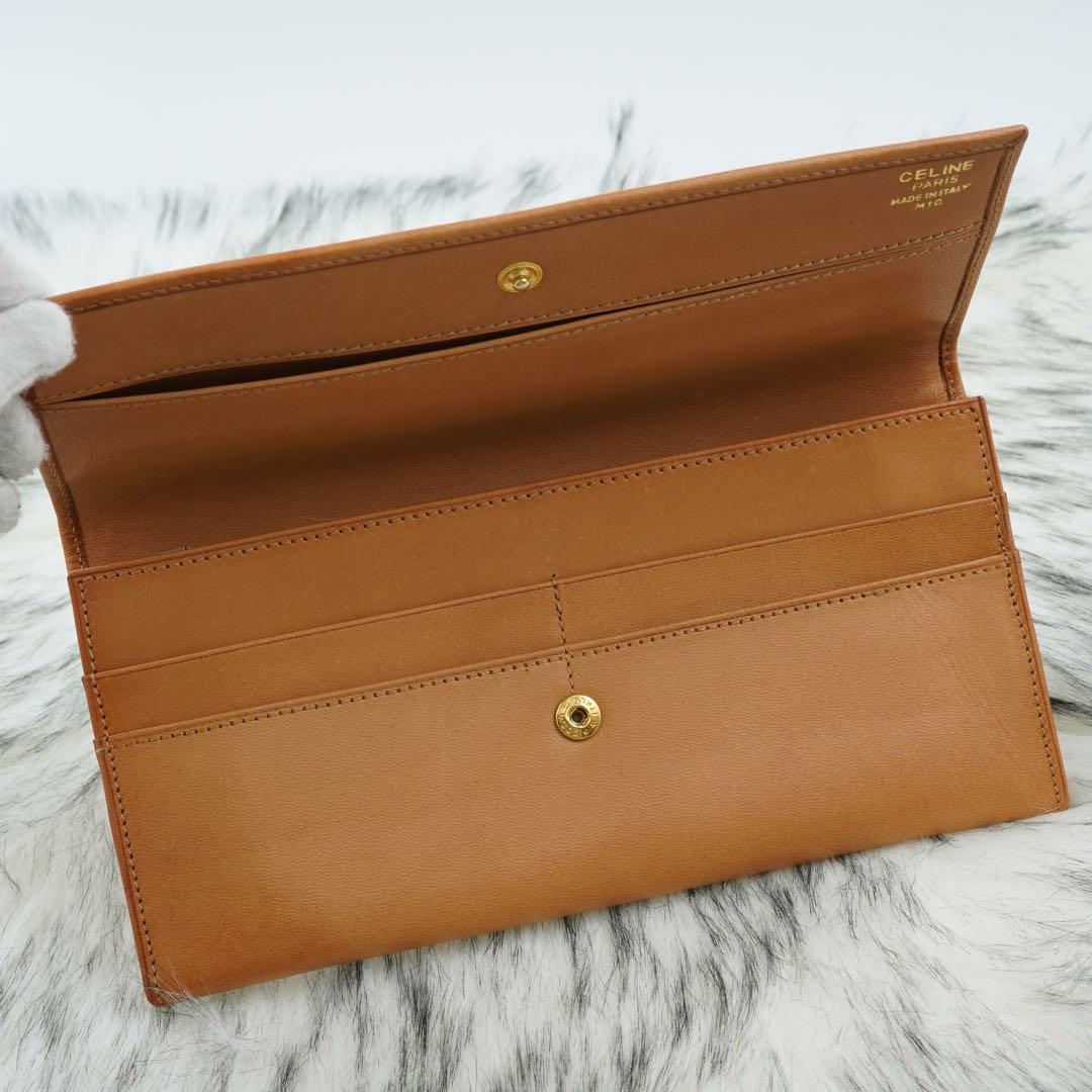 極美品　CELINE セリーヌ　長財布　レザー　フィオッキボタン　ブラウン　希少