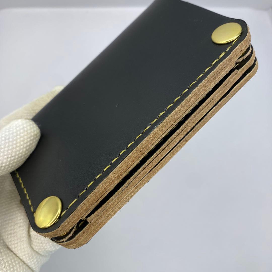無骨 お札折らずに収納できる無骨な手染めミドルトラッカーウォレット