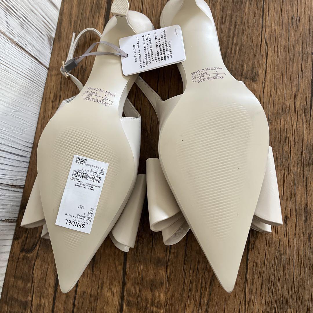 完売商品 新品 SNIDEL スナイデル 【L】リボンモチーフサンダルアイボリー 画像8