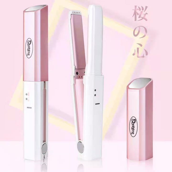 ピンクかわいい コードレス ヘアアイロン 2way ストレートアイロン ミニUS