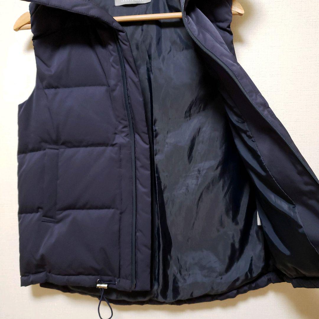 極美品　セオリーリュクス　ダウン　ベスト　ネイビー　紺　40　ボリュームカラー