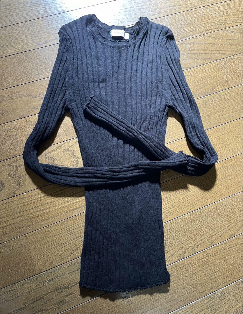 大人気新作 YONFA コットンカシミヤリブニット (black) トップス