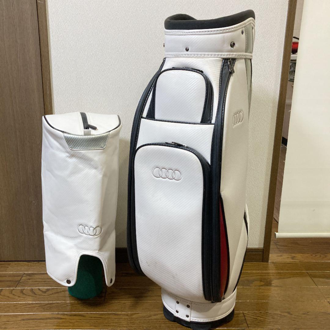 国産格安 アウディ 白×赤 銀 9vrOa-m93418284964 9.5型キャディバッグ 新品人気SALE