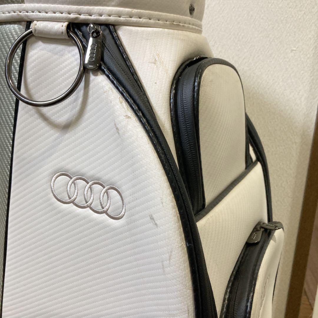 国産格安 アウディ 白×赤 銀 9vrOa-m93418284964 9.5型キャディバッグ 新品人気SALE