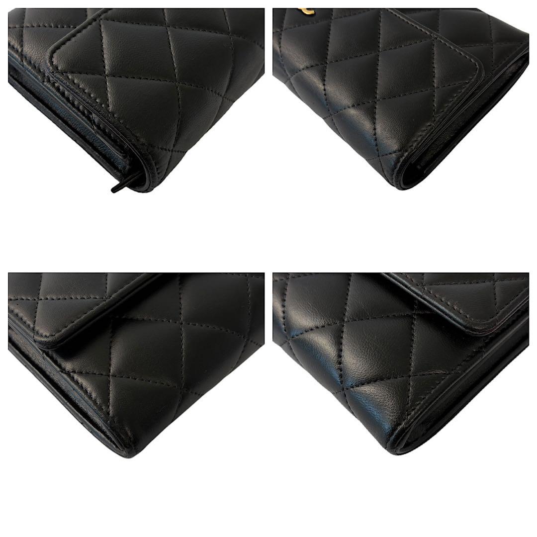 CHANEL シャネル　マトラッセ　ラムスキン　フラップロングウォレット　長財布