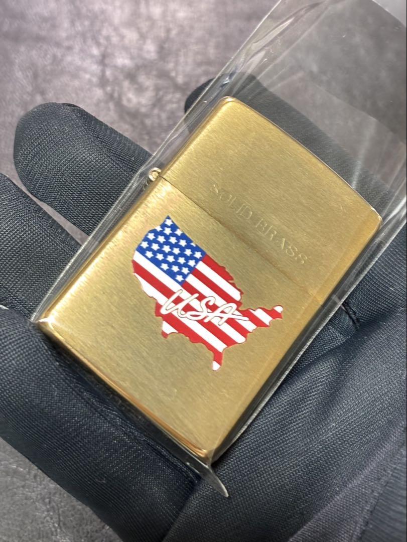 zippo USA GOLD SOLID BRASS 前面加工 1996年製