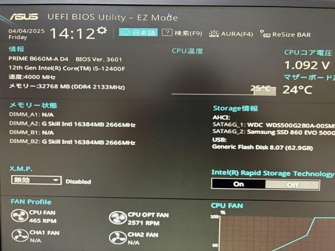 ASUS B660M-A D4 マザーボード