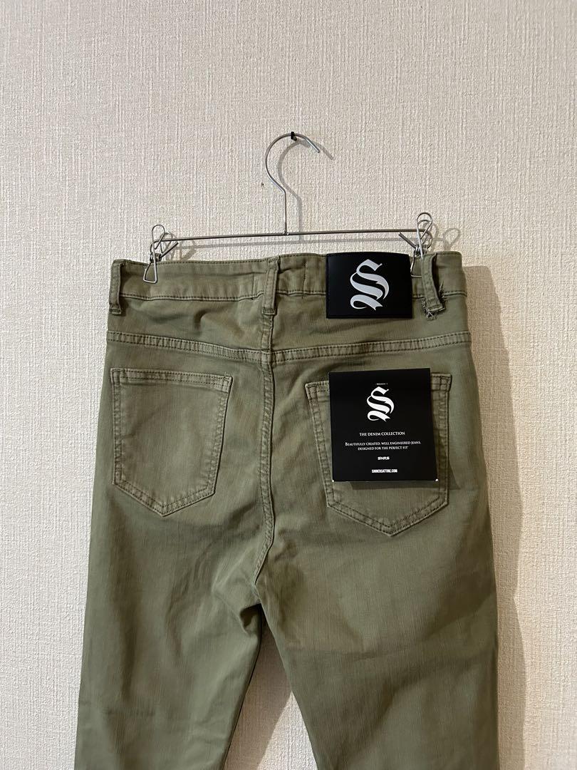 Sinners Attire シナーズアタイア スキニー ダメージ デニム 緑
