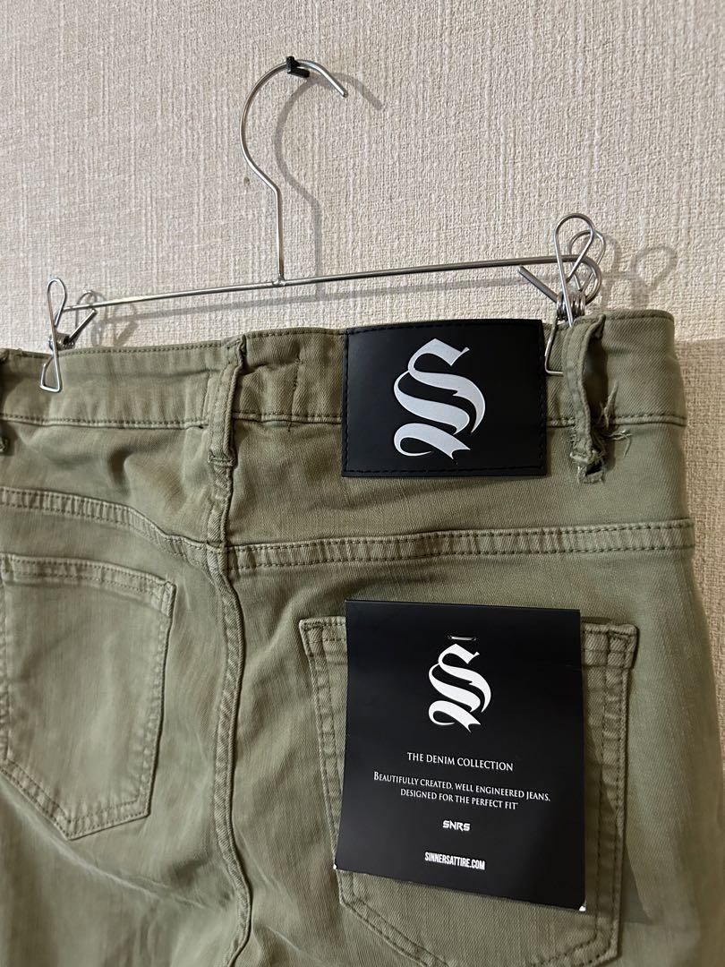 Sinners Attire シナーズアタイア スキニー ダメージ デニム 緑