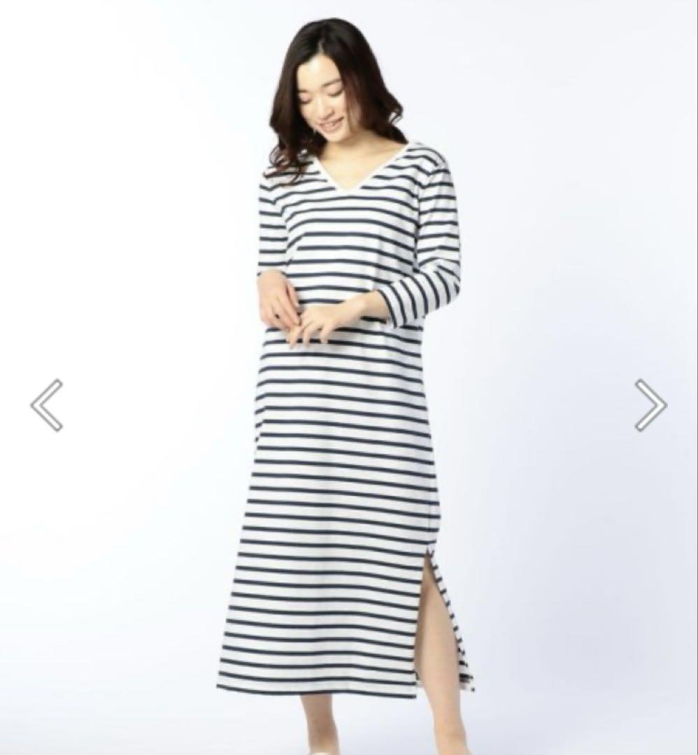 美品⭐︎ 【Le minor/ルミノア】2WAY Vネックボーダーワンピース