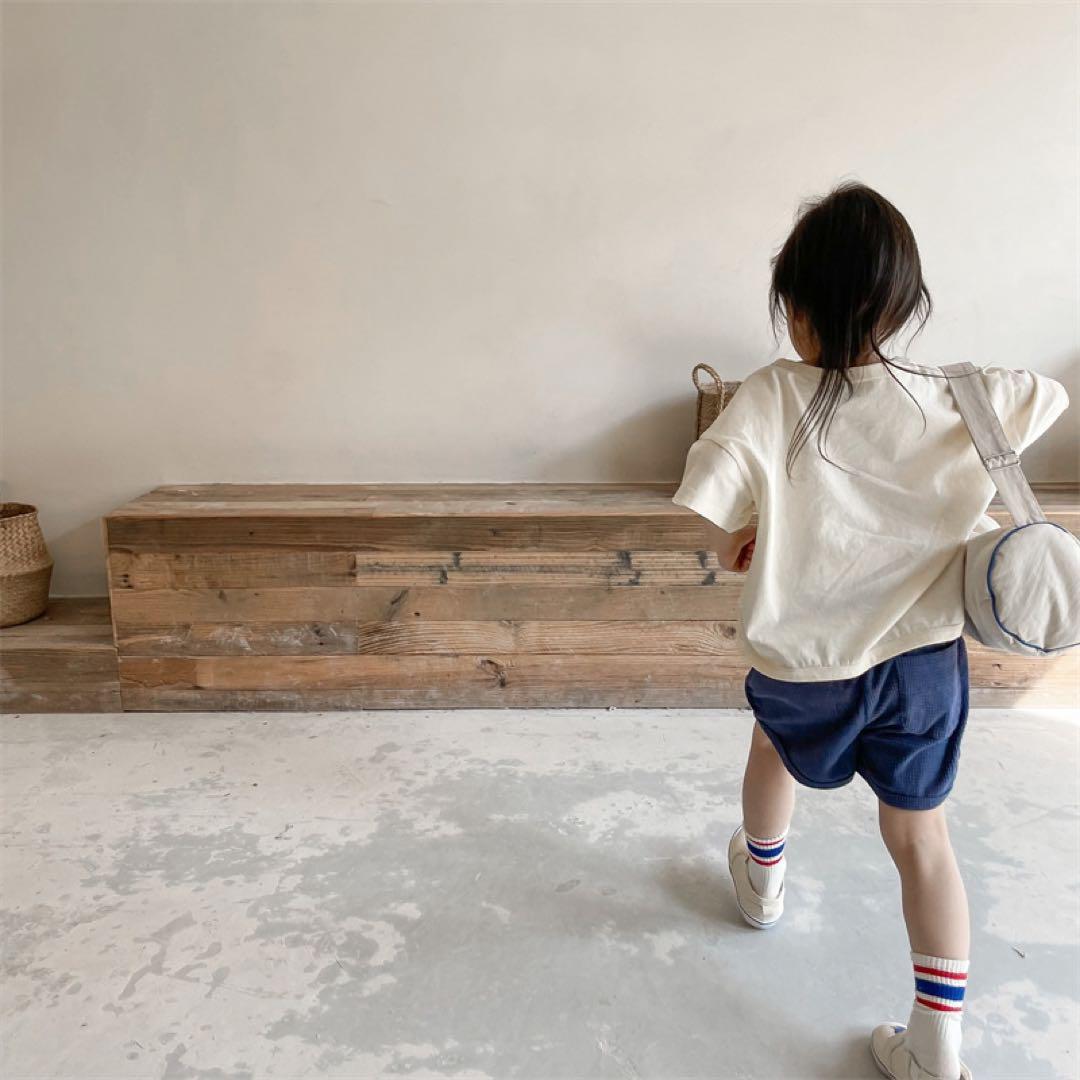 2023春夏 韓国子供服 キッズ Tシャツ ナチュラル 100㎝ シンプル