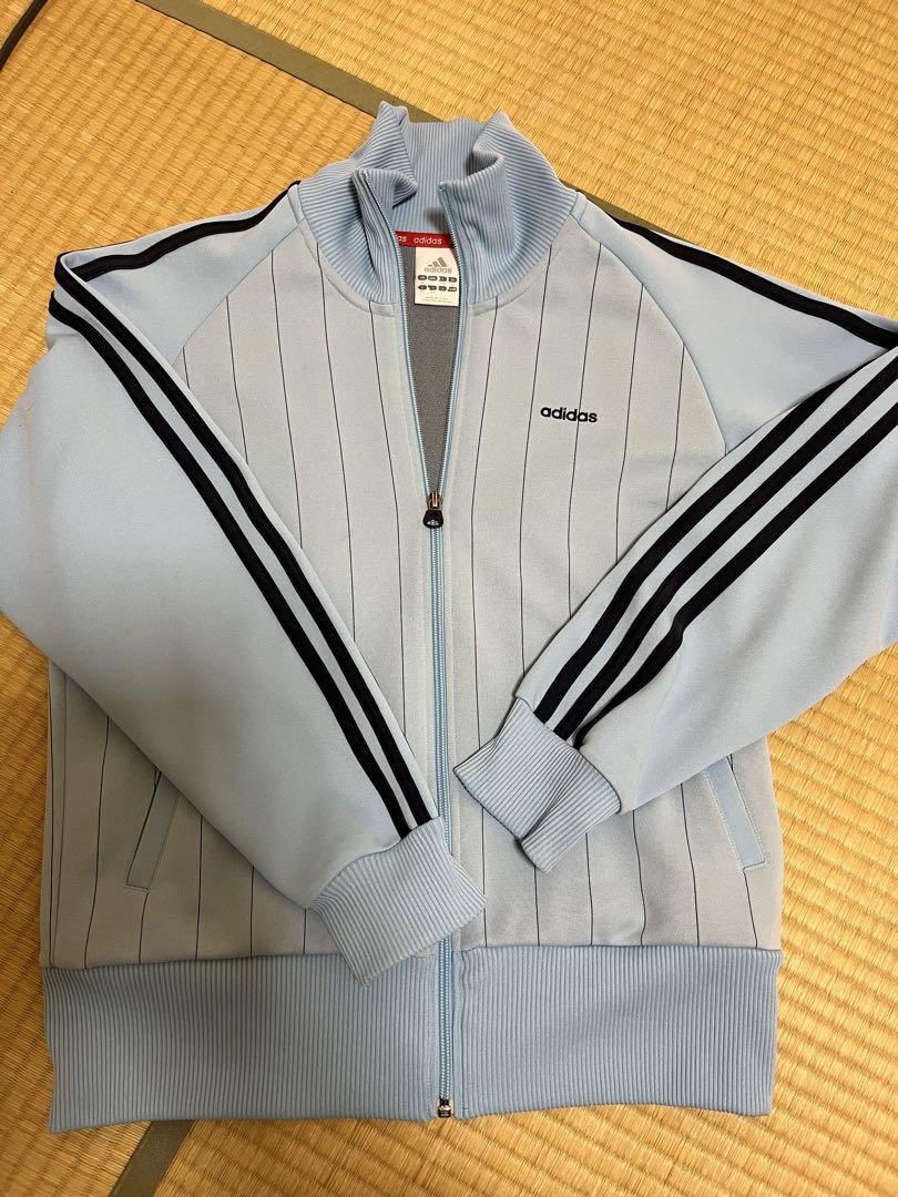 adidas ストライプジャケット ライトブルー