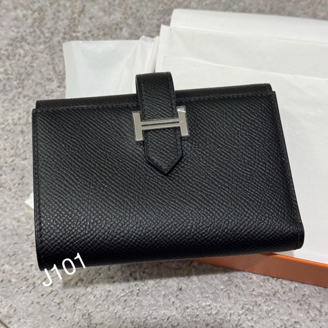 エルメス べアンコンビネ エプソン ブラック 新品 折り財布