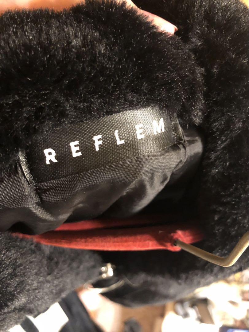 こう REFLEM Dリング ロゴテープ ファー ジャケット ブルゾン