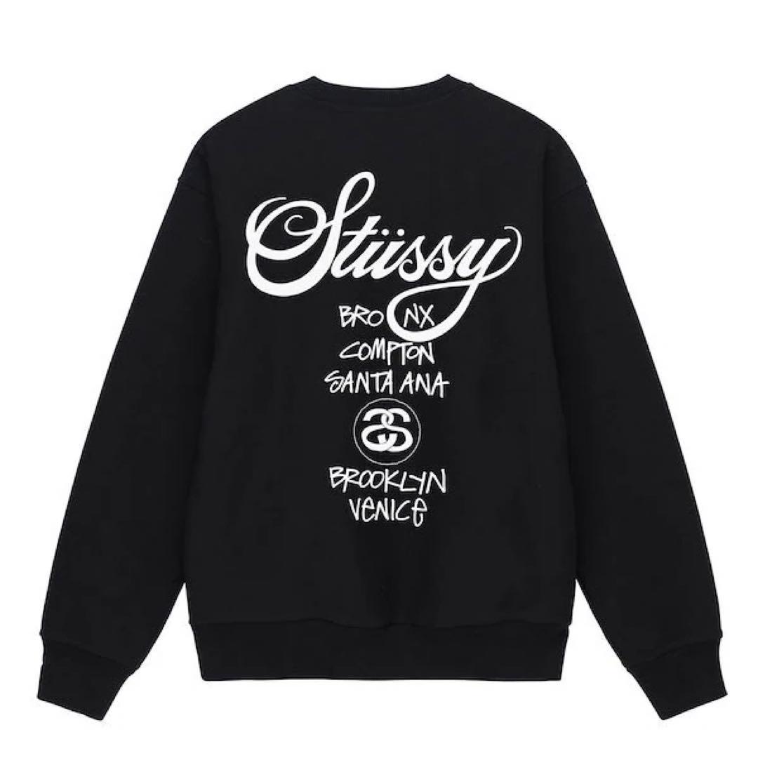 ステューシー STUSSY WORLD TOUR CREW スウェット L 黒