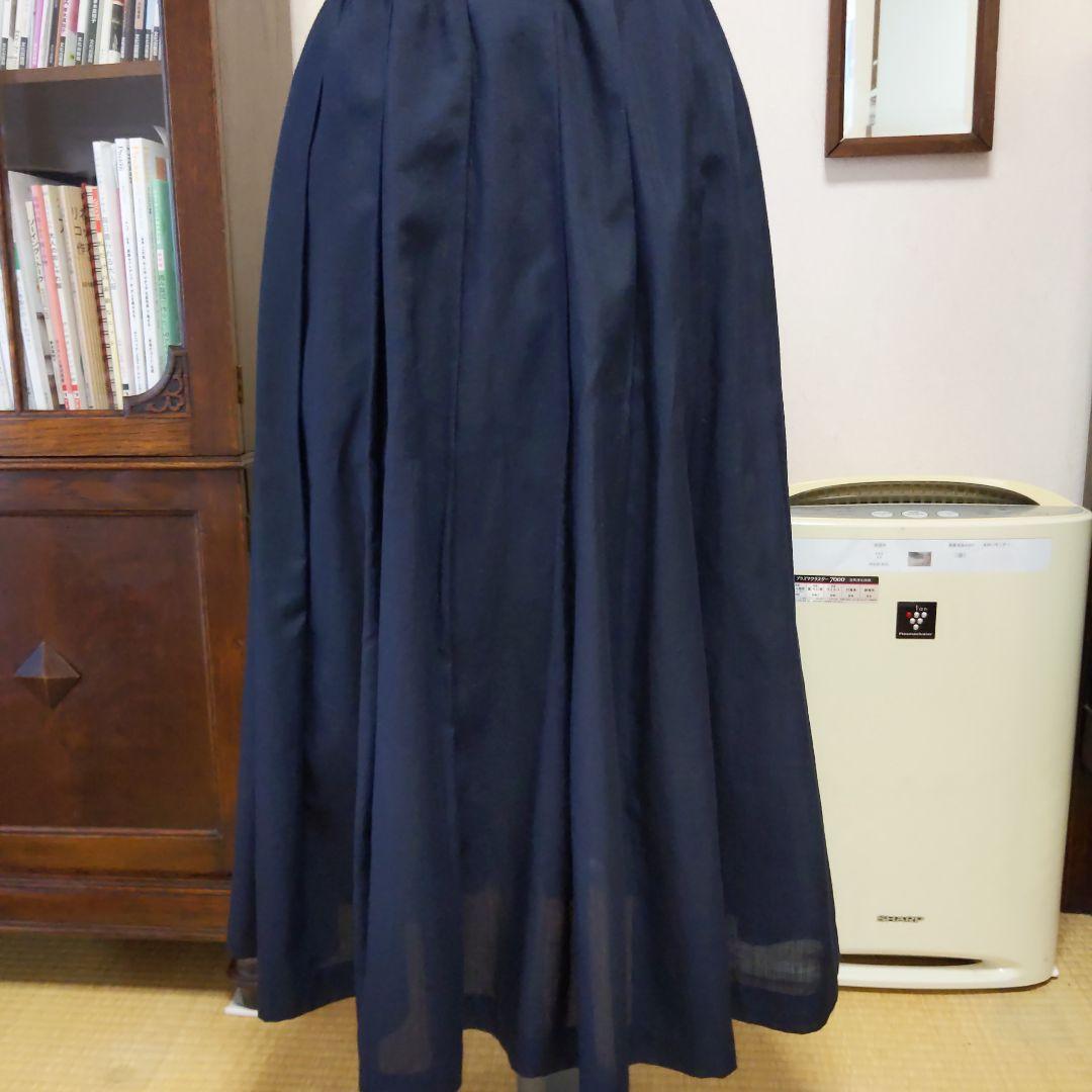 コムデギャルソン　ローブドゥシャンブル　ネイビー ひだ折りフレアスカート